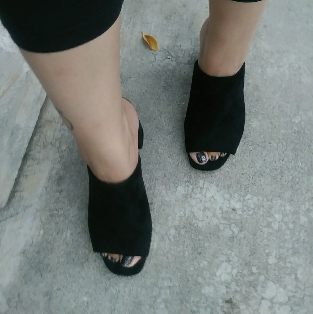 Size 10 Black Slip On Mule Block Heel - Picture 5 of 7